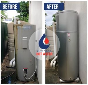 Before and after hot water system replacement