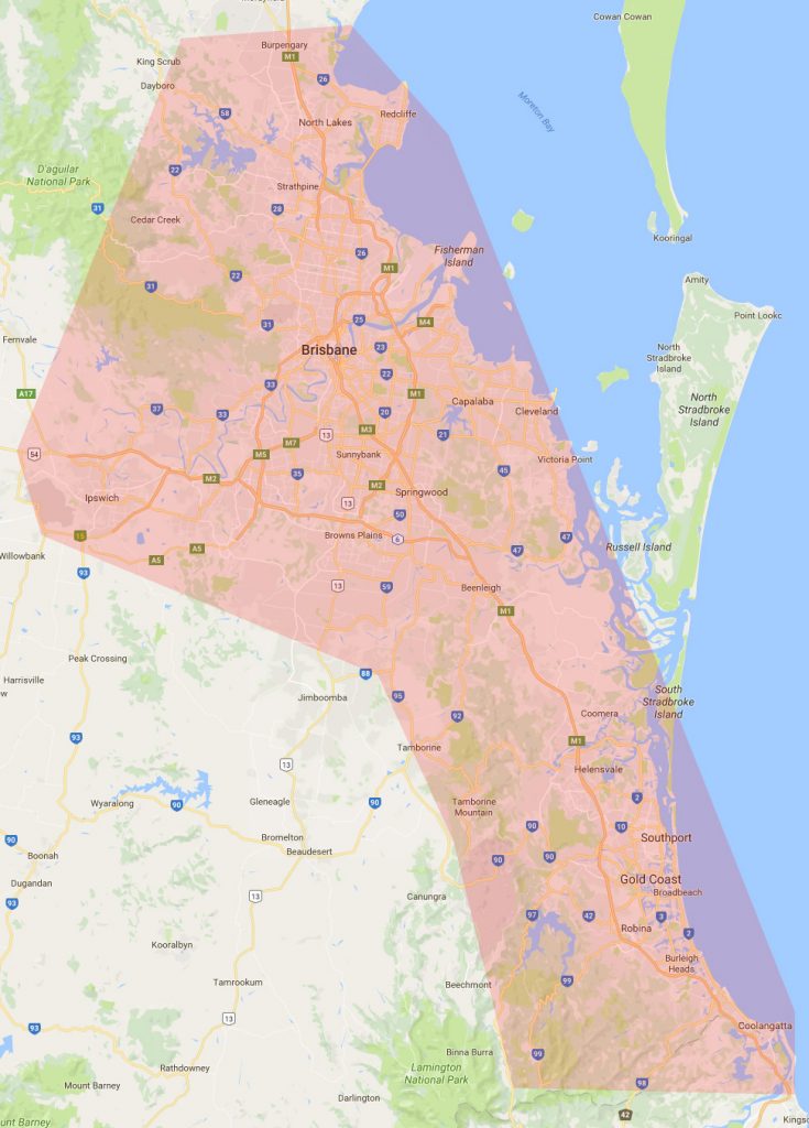 Brisbane Hot Water Systems Service Area Map